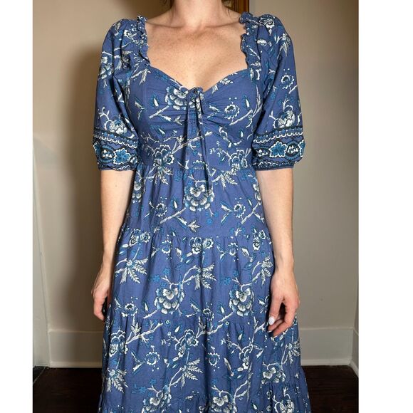 Beautiful 100% Cotton Caroline Constas Tiered Maxi Dress with Pockets Size M - Picture 4 of 7
